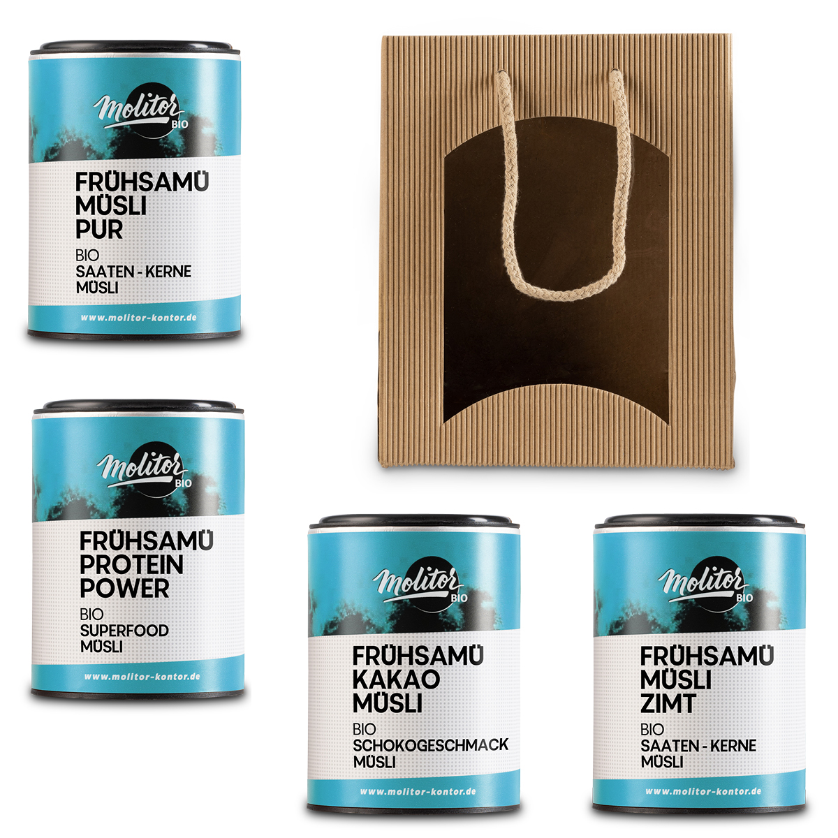 Geschenkset für Sportler | 4x Müsli mit wenig Zucker