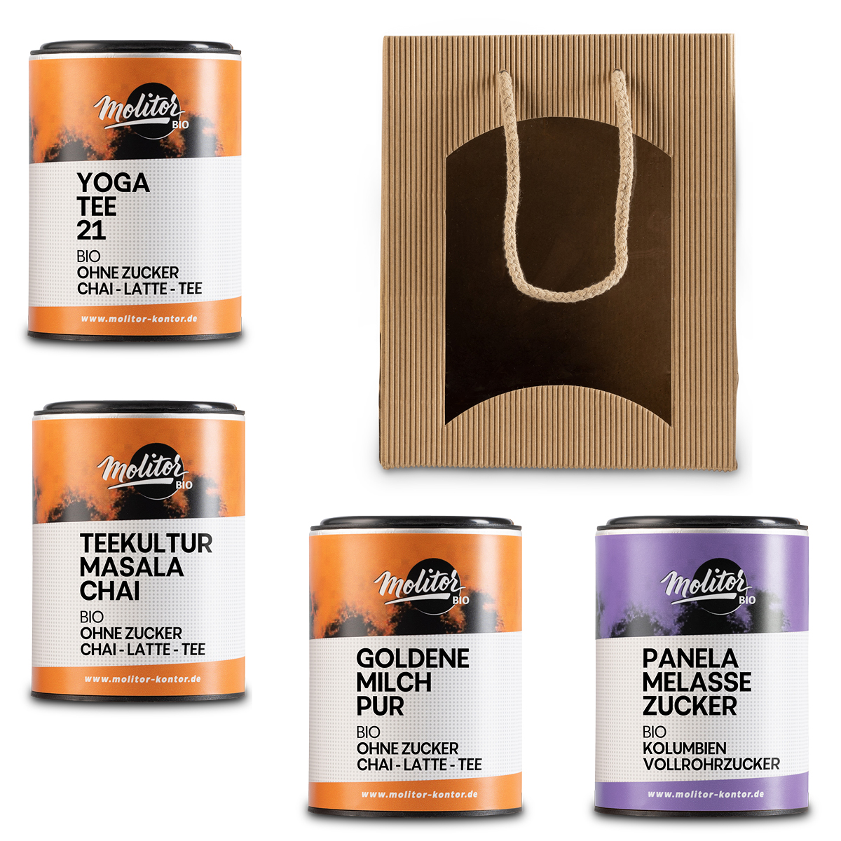 Geschenk Tee Set für Vitales Leben | 3x Bio Chai & 1x Bio Zucker